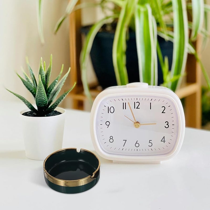 منفضة سيراميك بحافة ذهبية صينية سطح المكتب المحمولة للمنزل المكتب السفر الخارجي - Image 4